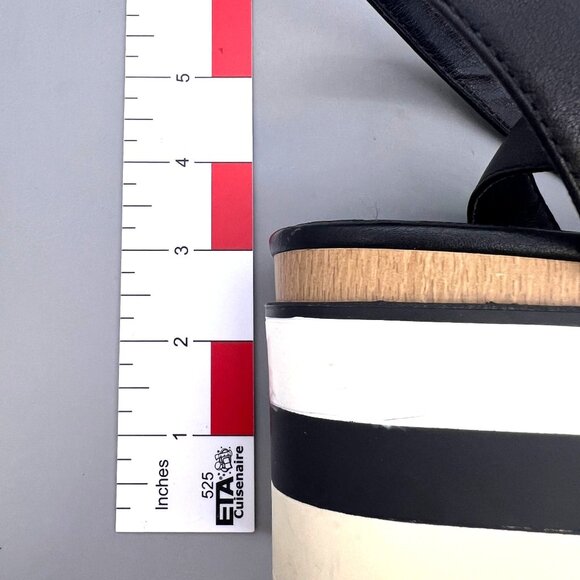 Steve Madden Black Platform Sandals Striped Sole Size 9.5 Straps Adjustable - Picture 11 of 11
